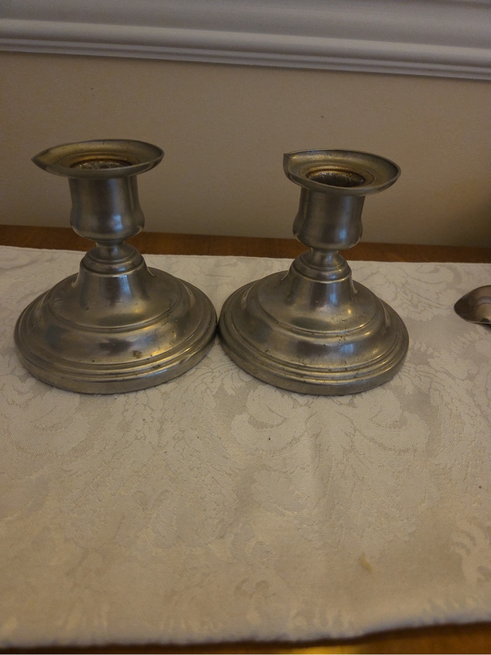 Classic Metal Candlestick Pair in pewter